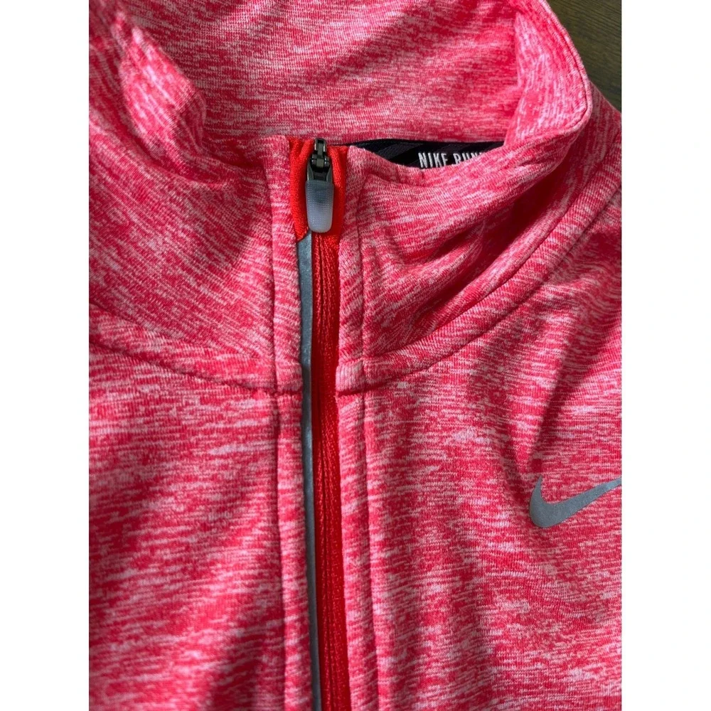 Nike Running Top Womens‎ XS Coral Pink Dri Fit Quarter Zip Thumbholes Pullover